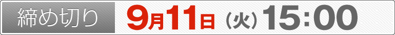 締め切り:9月11日(火)15:00