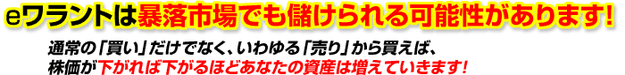eワラントは暴落市場でも儲けられる可能性があります！