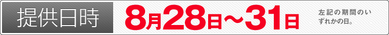 提供日時：8月28日～8月31日のいずれかの日